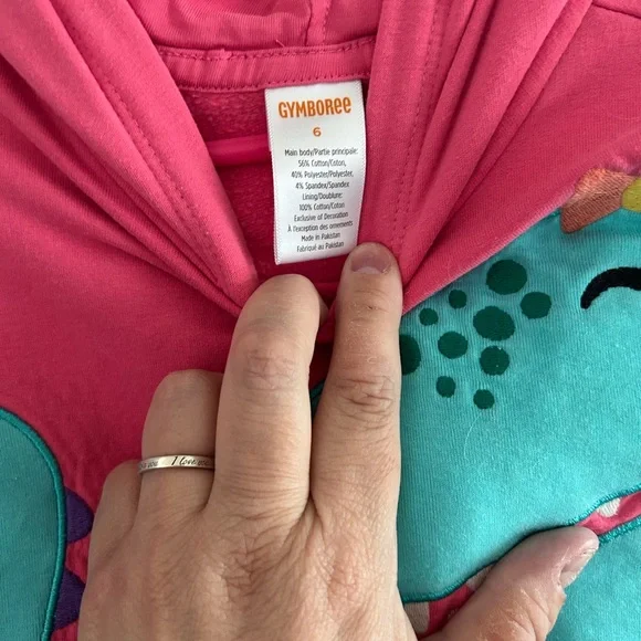 Girls Pink Dinosaur Hoodie for Kids - Picture 3 of 3